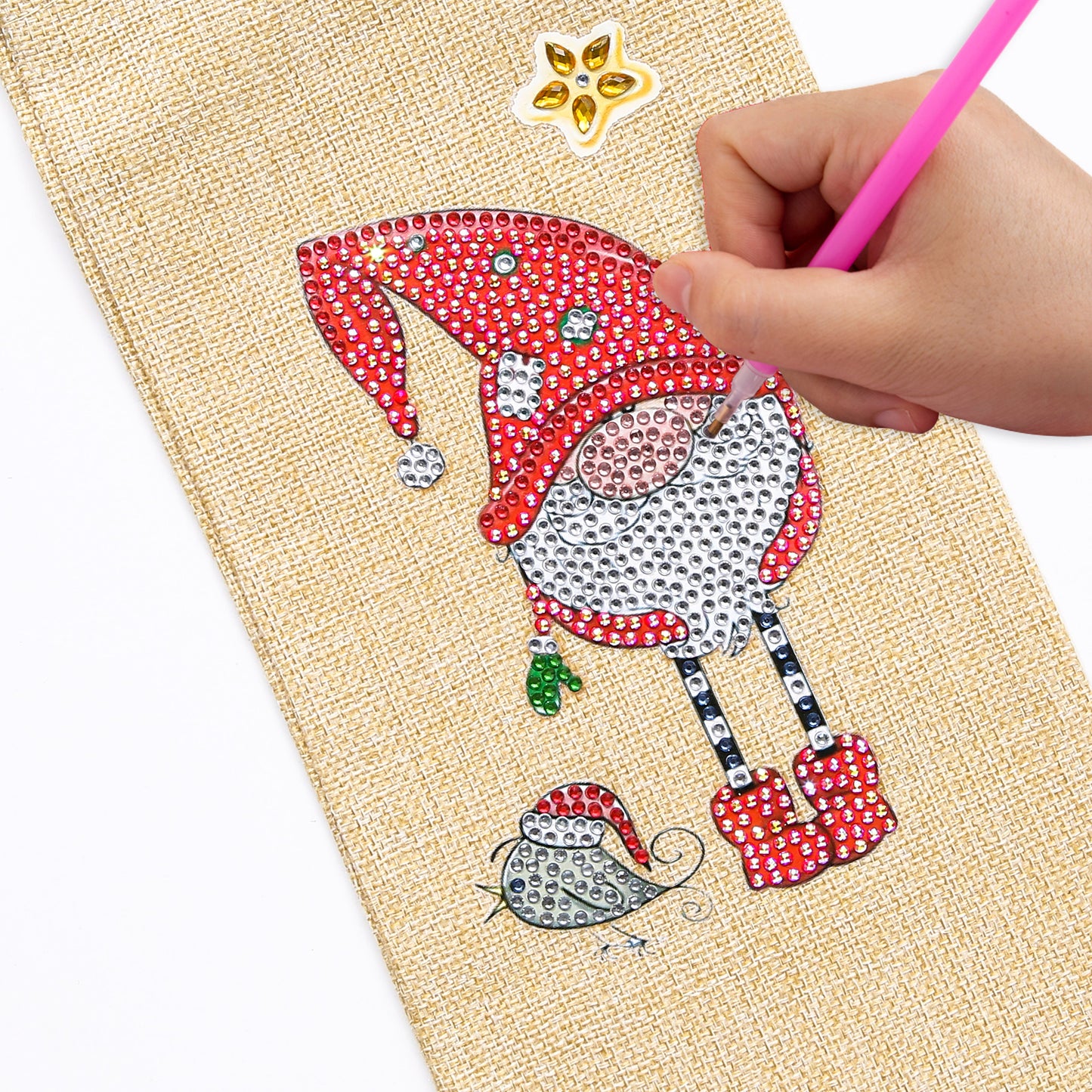 DIY Diamond Christmas Decoration | Christmas Goblin | Red Wine Gift Bag