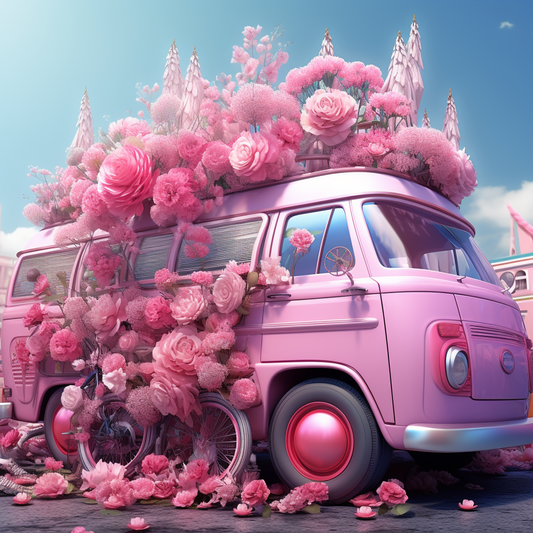 AB Diamond Painting  |  Pink Flower Car