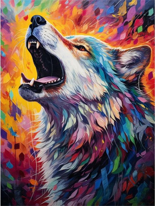 AB Diamond Painting  |  Colorful Wolf