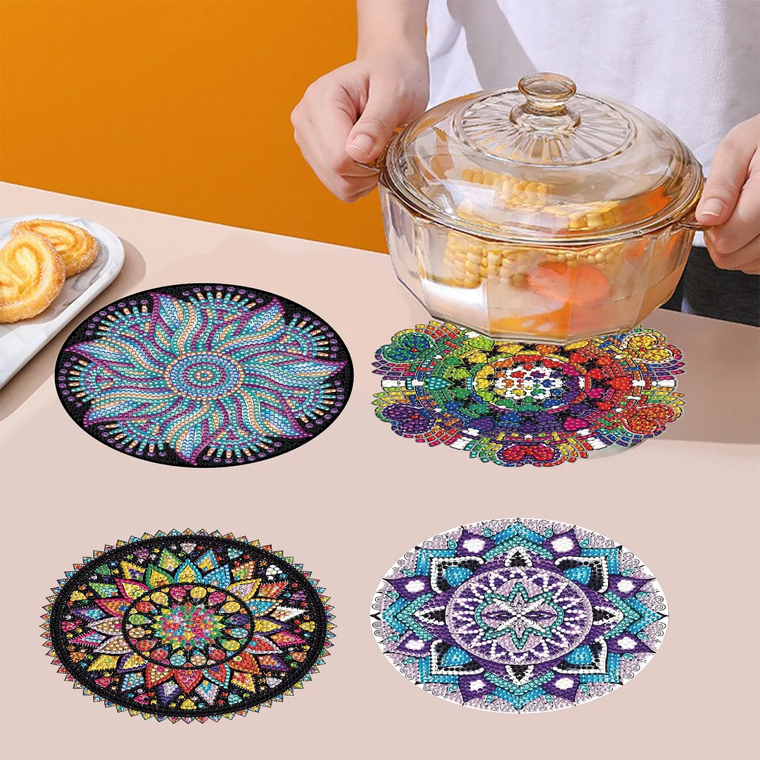 4PCS Diamond Painting Placemats Insulated Dish Mats | Mandala