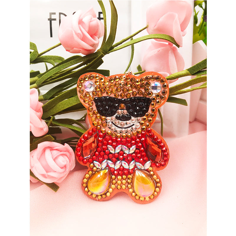 4pcs DIY Bear Sets Special Shaped Full Drill Diamond Painting Key Chain with Key Ring Jewelry Gifts for Girl Bags