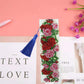 DIY Rose Flower Special Shaped Diamond Painting Leather Bookmark with Tassel
