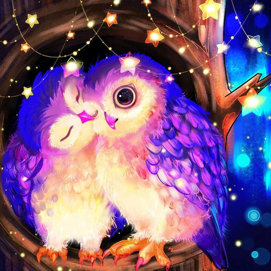 Purple owl  | Full Round Diamond Painting Kits
