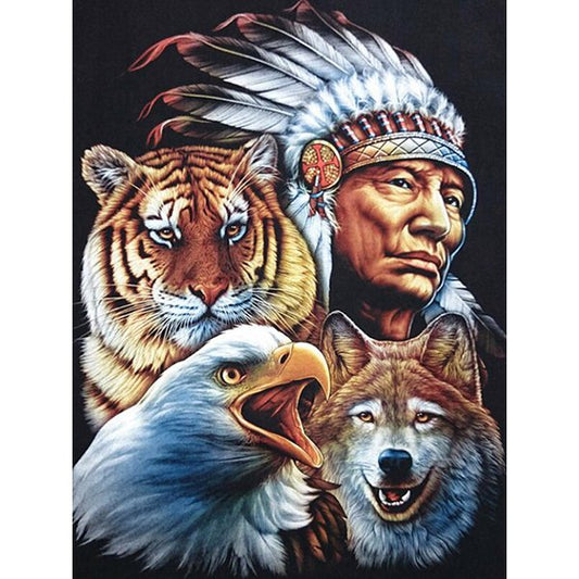 Indians, wolf, eagle, tiger | Full Round/square Diamond Painting Kits