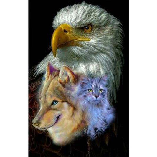 Eagle and Wolf and Cat | Full Round/Square Diamond Painting Kits