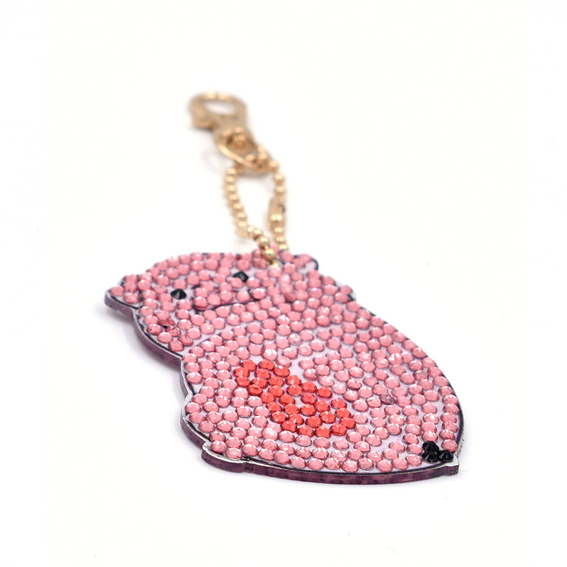 4pcs DIY Little pig Sets Special Shaped Full Drill Diamond Painting Key Chain with Key Ring Jewelry Gifts for Girl Bags