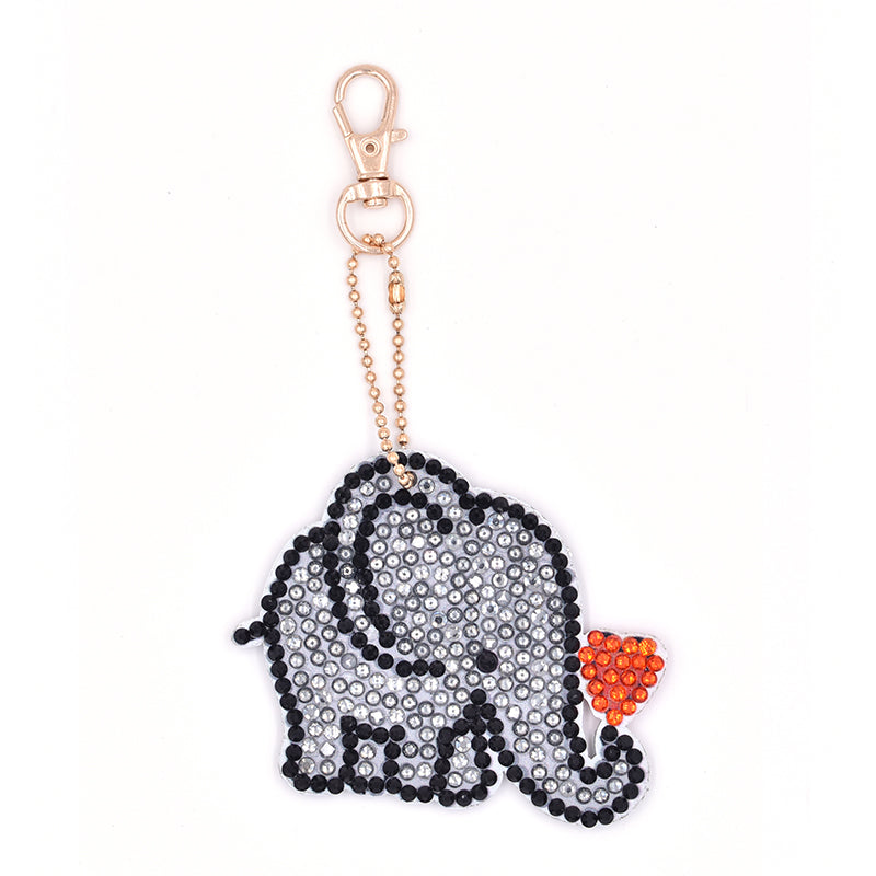 4pcs DIY Elephant Sets Special Shaped Full Drill Diamond Painting Key Chain with Key Ring Jewelry Gifts for Girl Bags