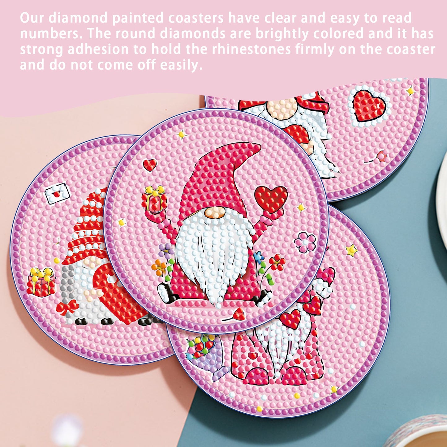 8 pcs set DIY Special Shaped Diamond Painting Coaster | Valentine's Day