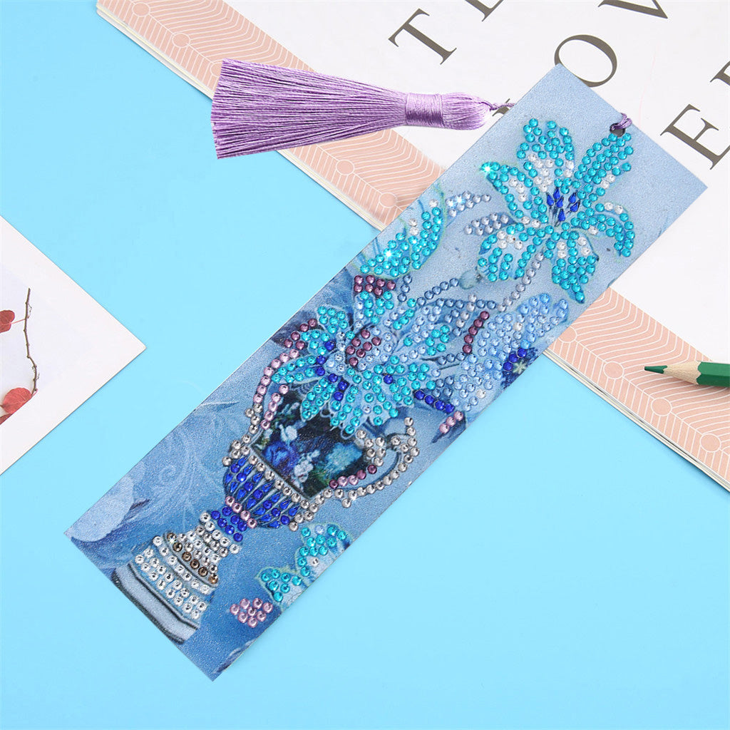DIY vase Special Shaped Diamond Painting Leather Bookmark Tassel