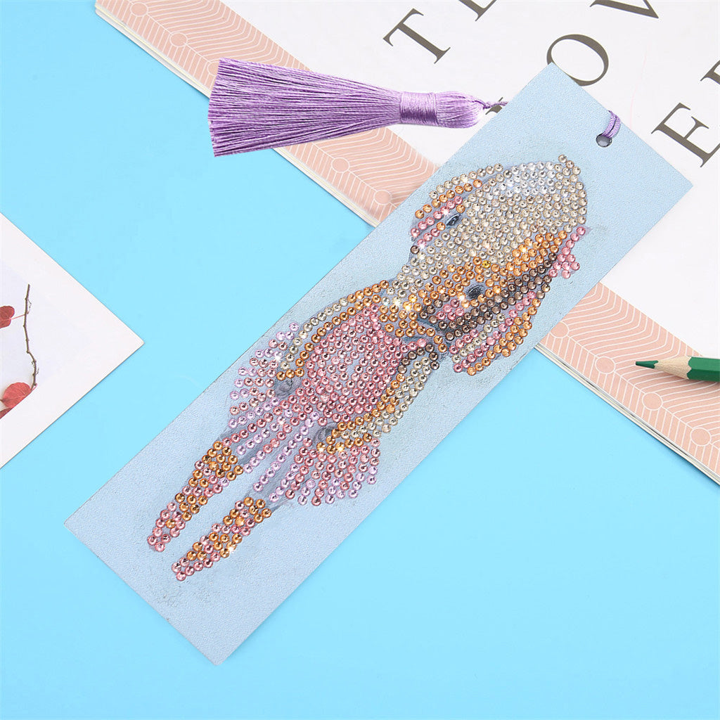 DIY elephant Special Shaped Diamond Painting Leather Bookmark Tassel