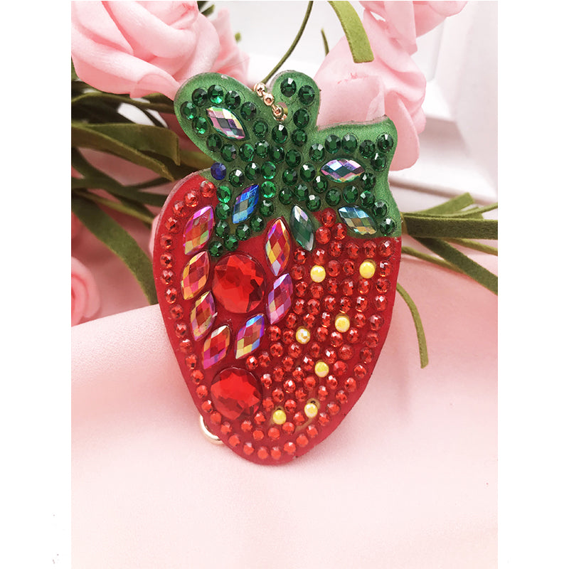5pcs DIY Fruit Sets Special Shaped Full Drill Diamond Painting Key Chain with Key Ring Jewelry Gifts for Girl Bags