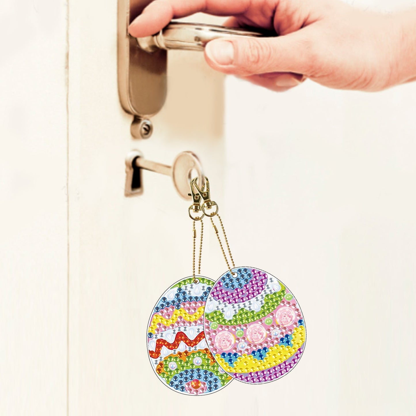 6 pcs DIY Diamond Painting Keychain  | Easter Eggs