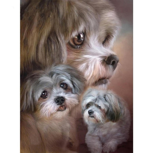 Three dogs  | Full Round Diamond Painting Kits