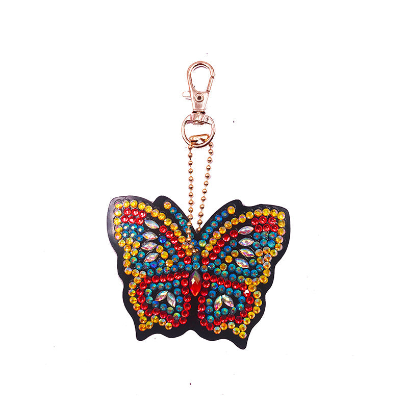 4pcs DIY Butterfly Sets Special Shaped Full Drill Diamond Painting Key Chain with Key Ring Jewelry Gifts for Girl Bags