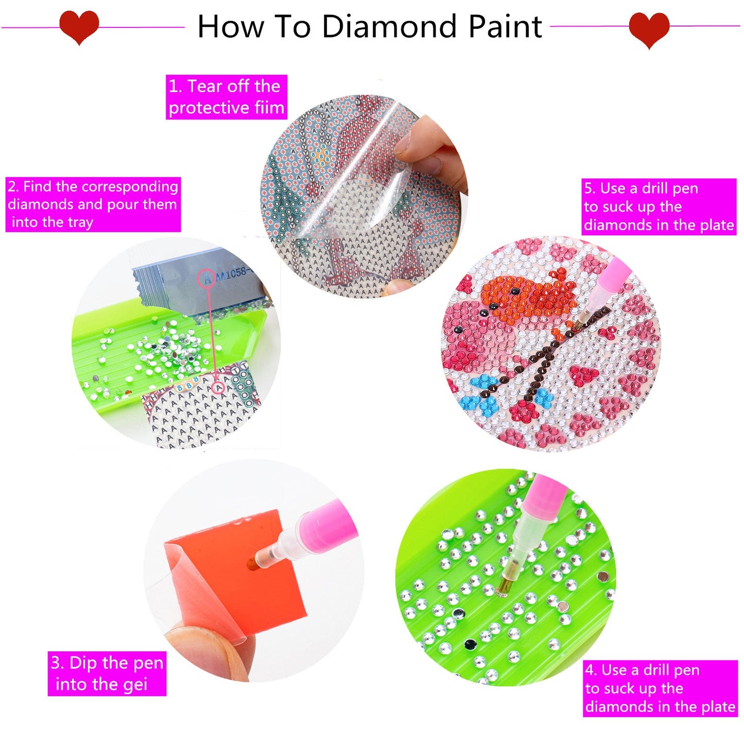 8 pcs set DIY Special Shaped Diamond Painting Coaster | Pink