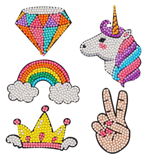 5pcs Round Diamond Painting Stickers Wall Sticker | Unicorn series