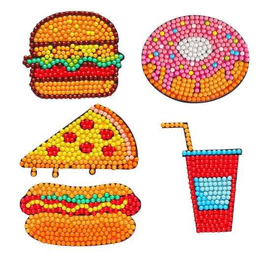 5pcs Round Diamond Painting Stickers Wall Sticker | Fast food series