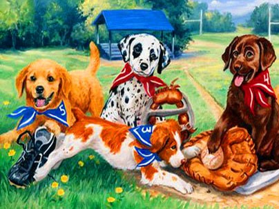Dog party | Full Round Diamond Painting Kits (30 x 40)