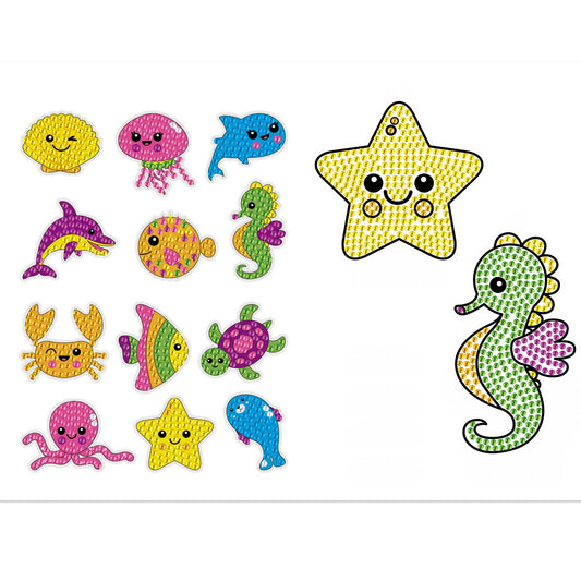 14pcs Round Diamond Painting Stickers Wall Sticker | Stars and seahorses