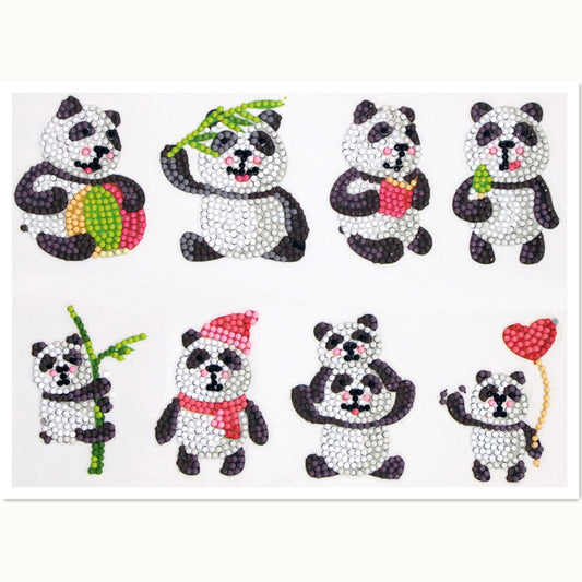 8pcs Round Diamond Painting Stickers Wall Sticker | Panda