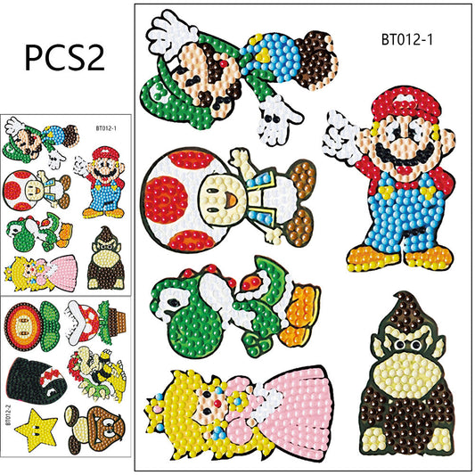 2pcs Round Diamond Painting Stickers Wall Sticker | Mario