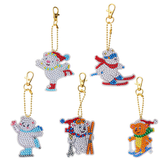 DIY keychain | Skiing | Double-sided | Five Piece Set
