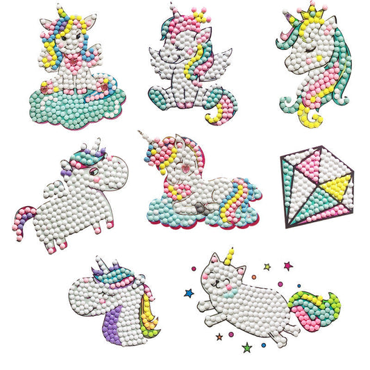 9pcs Round Diamond Painting Stickers Wall Sticker | Unicorn