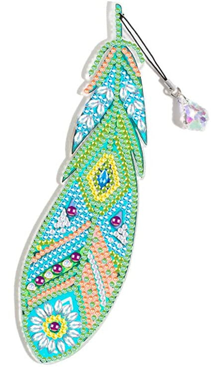 DIY Special Shaped Diamond Painting Leather Bookmark Tassel | Feather Bookmark