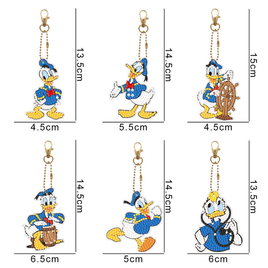 6 pcs DIY Disney Diamond Painting Keychain  | Donald Duck