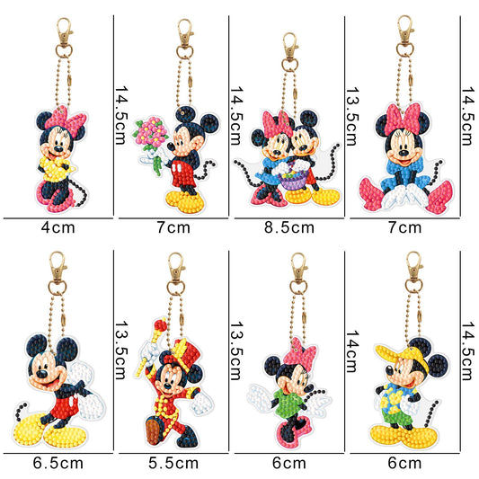 8 pcs DIY Disney Diamond Painting Keychain  | Mickey and Minnie