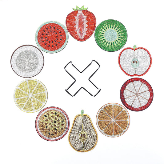10 pcs set DIY Special Shaped Diamond Painting Coaster | Fruit