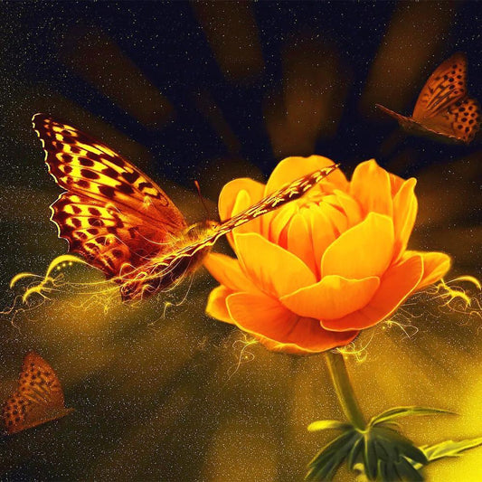 Yellow butterfly  | Full Round Diamond Painting Kits