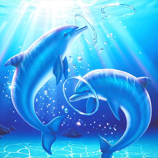 Two dolphins  | Full Round Diamond Painting Kits
