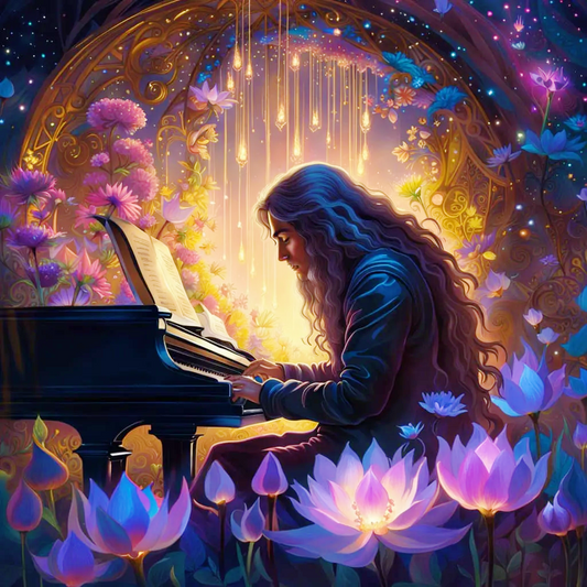 AB Diamond Painting Kit  |  Pianist in the Flowers