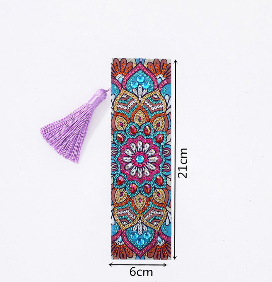 DIY Mandala Special Shaped Diamond Painting Leather Bookmark Tassel