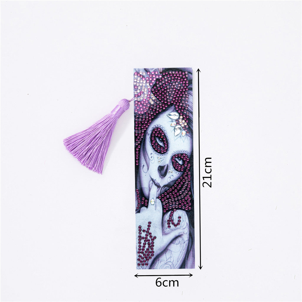 DIY beauty Special Shaped Diamond Painting Leather Bookmark Tassel