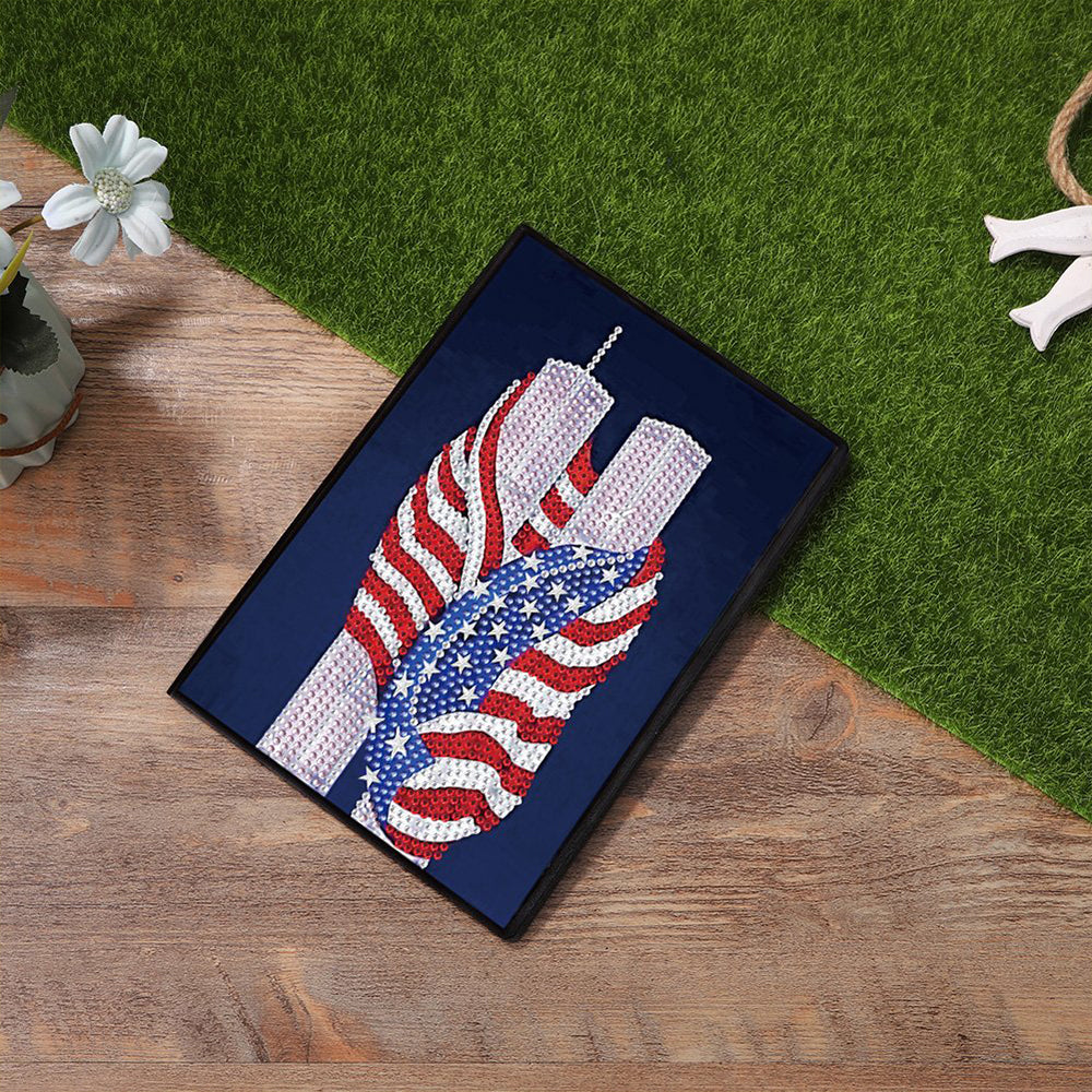 A5 5D Notebook DIY Part Special Shape Rhinestone Diary Book | US Flag