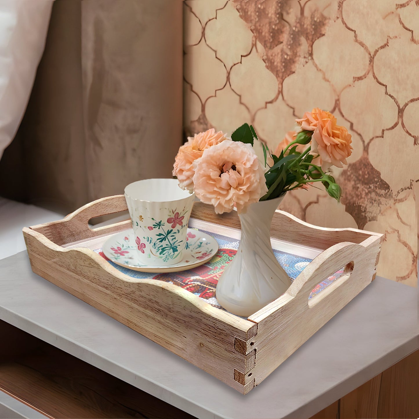 Diamond Painting Wooden Trays With Handle - Snow Train
