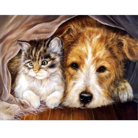 Dog And Cat   | Full Round Diamond Painting Kits
