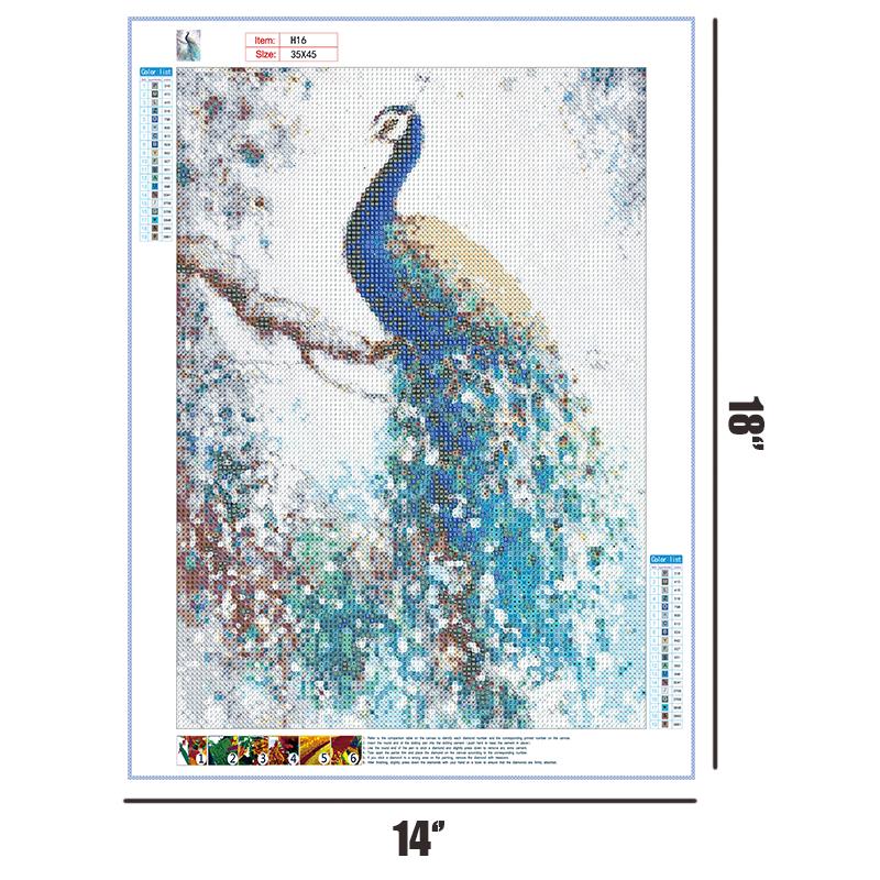 Blue Peacock  | Full Round Diamond Painting Kits