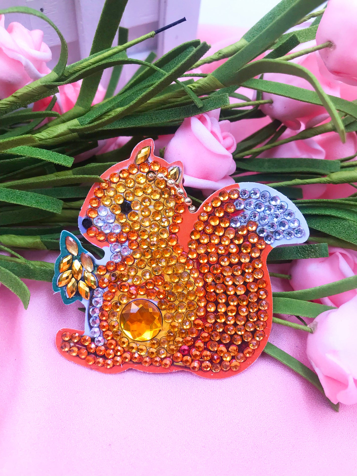 4pcs DIY Squirrel Sets Special Shaped Full Drill Diamond Painting Key Chain with Key Ring Jewelry Gifts for Girl Bags