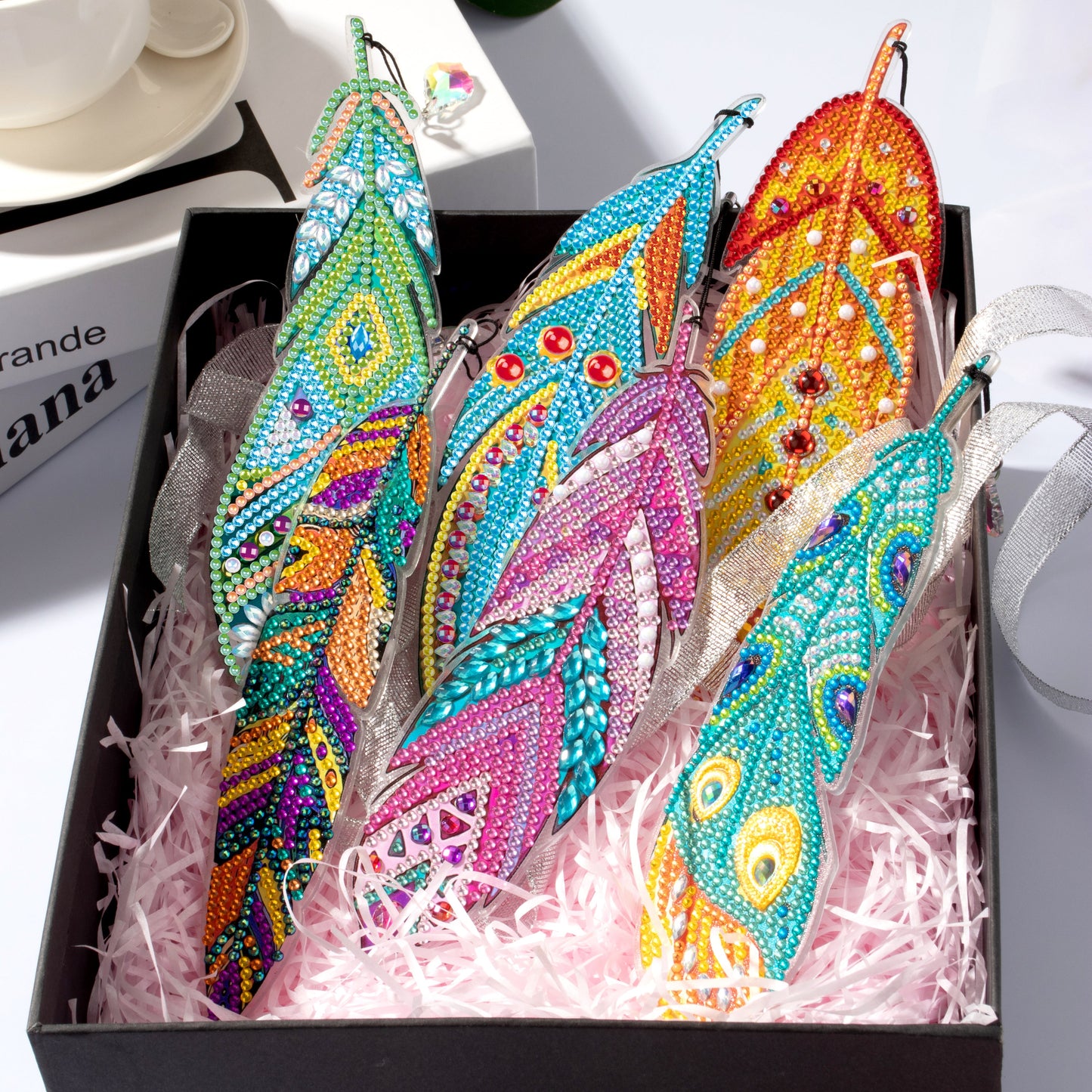 6 Pcs Set DIY Special Shaped Diamond Painting Bookmark | Feather