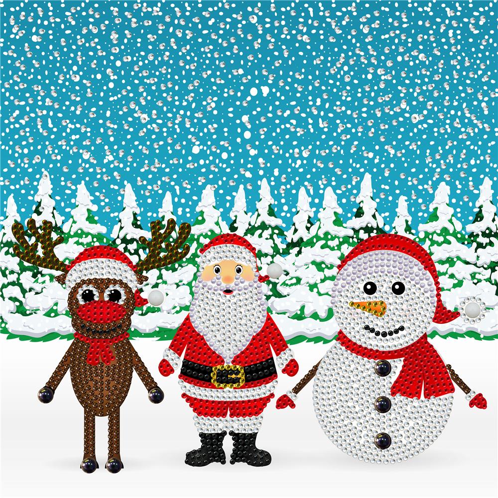 Elk Santa and Snowman | Alien Diamond Painting Kit