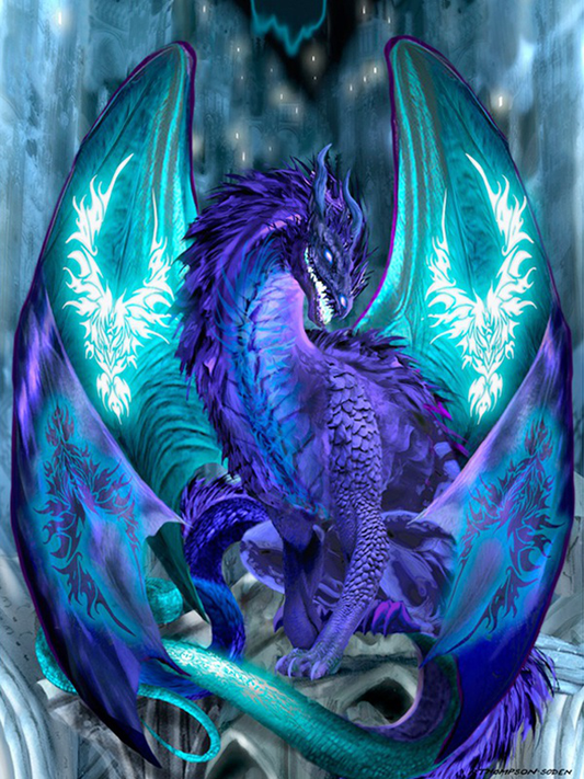 Blue Purple Dragon | Full Round Diamond Painting Kits