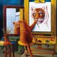 Watching cat painting tiger | Full Round Diamond Painting Kits