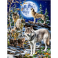 Wolves under the moon | Full Round Diamond Painting Kits