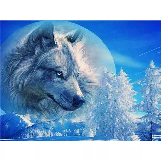 Snow White Wolf King | Full Round Diamond Painting Kits
