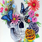 Skull  flower | Full Round Diamond Painting Kits