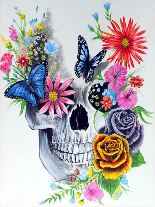 Skull  flower | Full Round Diamond Painting Kits