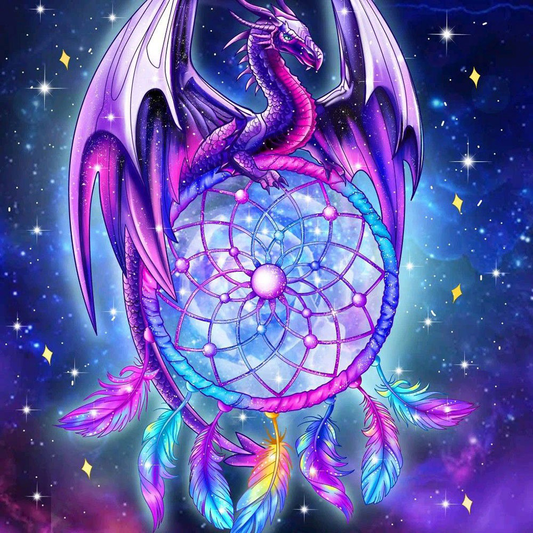 Purple Dragon Dream Catcher | Full Round Diamond Painting Kits